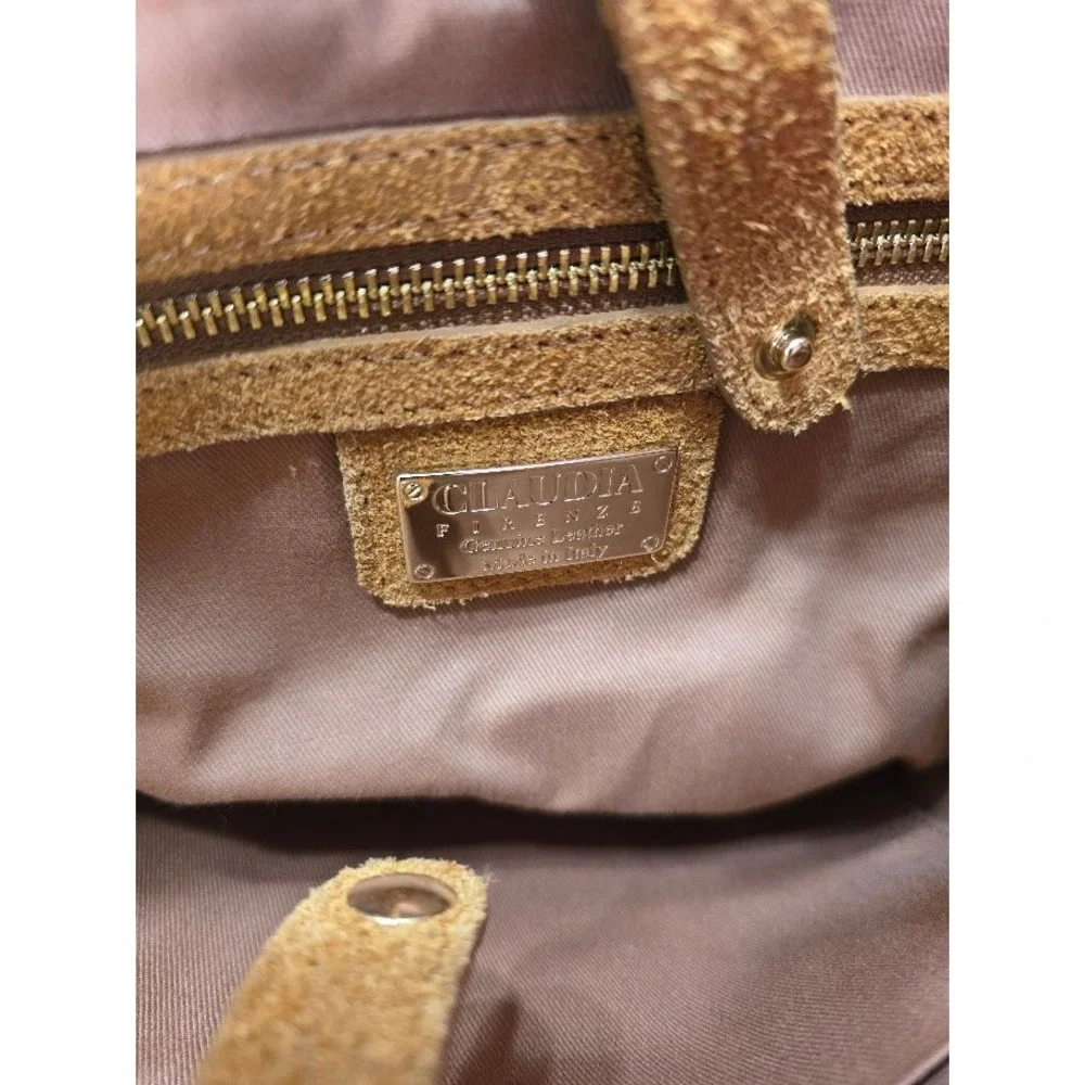NWT Claudia Firenze Genuine Leather Bucket Bag Sherpa Trim Quilted Made in Italy